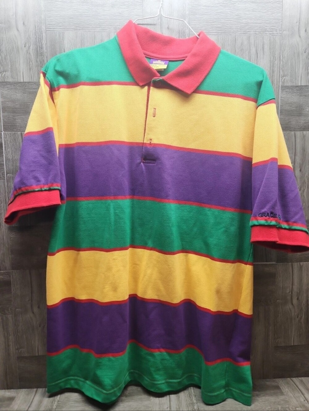 Mardi Gras Apparel Multicolor Polo Size L USA
